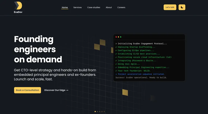 Screenshot of exadev.io