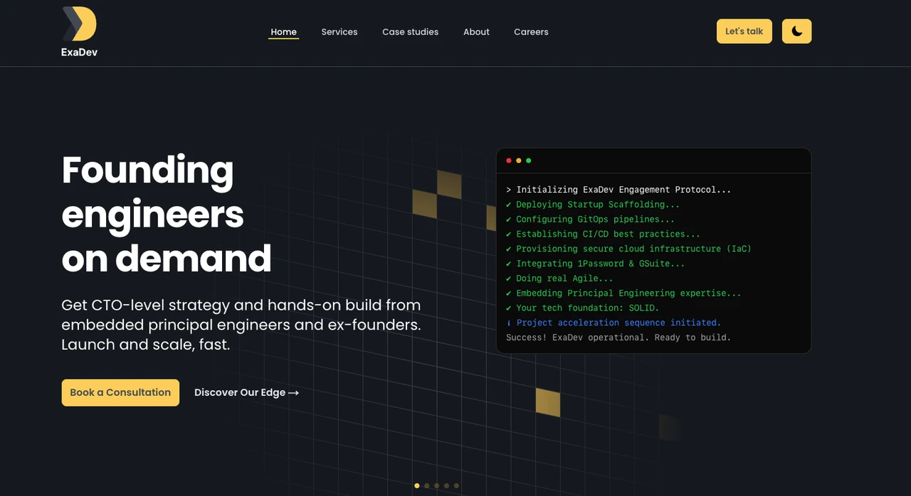 Screenshot of exadev.io